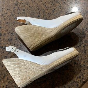 Tory Burch white patent espadrilles